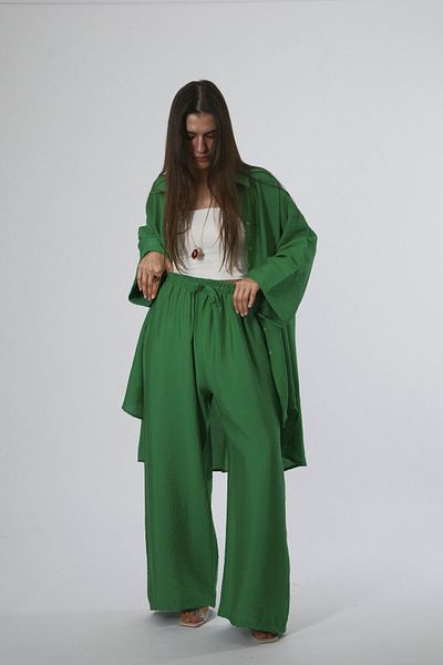 ABBRA Women's Long Back Oversize Shirt Pants Set