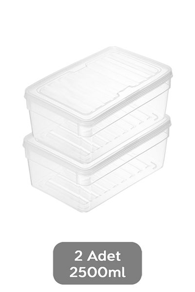 Meleni Home Set of 2 Deep Microwave Compatible 2500ml Food Storage Containers, Transparent Lid and Organizer