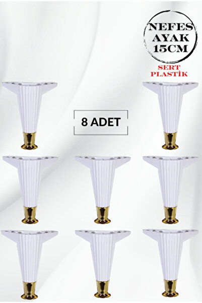 ALPAKS Nefes Plastik Ayak Beyaz Plastik (GOLD) Altın Mobilya Baza Ayak 8'li P...