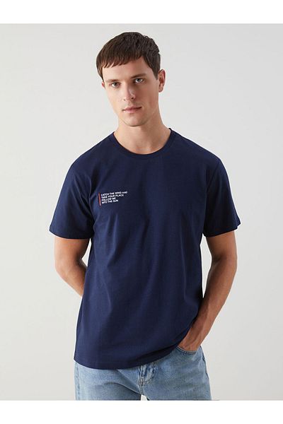 LC Waikiki Νέα σεζόν Crew Neck κοντομάνικο εμπριμέ χτενισμένο βαμβακερό ανδρικό Tisort - S5J861Z8
