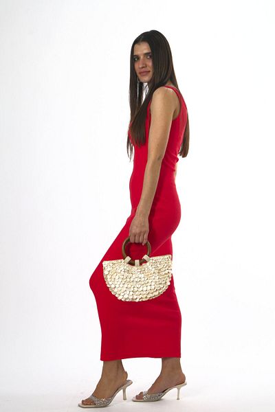 ABBRA Rochie midi de damă din bumbac cu detaliu cu nasturi