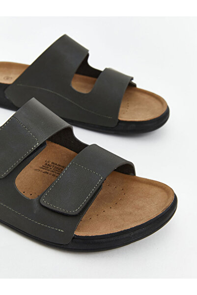 LC Waikiki Lcw Steps Khaki Suede Look Velcro Men's Slippers