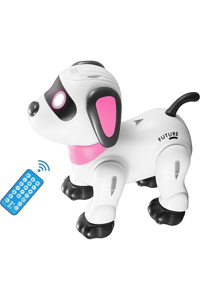 AWH Remote Control Robot Dog Toy, Programmable Dancing Dog with LED Eyes, Interactive Toy for Kids