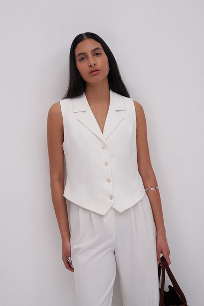 mathilda store Women's White Private Edition Fit Vest