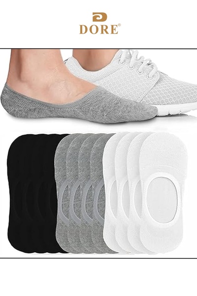 Dore Γνήσιες 6 ζευγάρια αντιολισθητικές κάλτσες μπαλαρίνας 4 εποχών με αντιολισθητικό μοντέλο άνεσης με βαμβακερό τακούνι από σιλικόνη