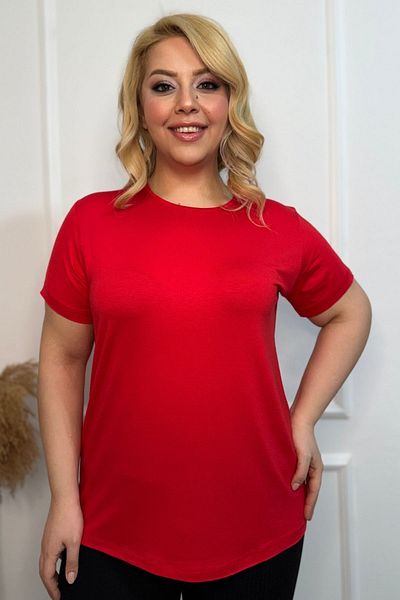 tarzımsüper Plus Size New Season Comfort Model Crew Neck Short Sleeve Combed Cotton Tunic T-Shirt