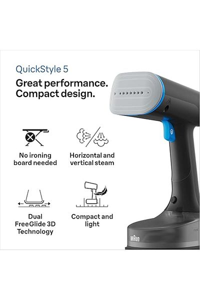 Braun QuickStyle 5 1200 واط، تسخين سريع في 45 ثانية، نظام FreeGlide 3D مزدوج، يقتل 99.99% من البكتيريا - GS 5031