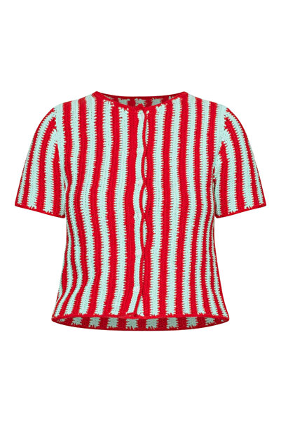 Wynn Hamlyn Zig Zag Short Sleeve Lace Shirt