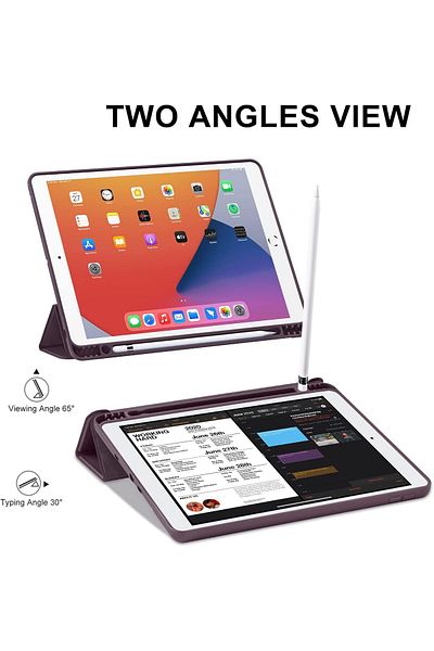 AWH حافظة iPad من الجيل التاسع/الثامن/السابع (2021/2020/2019)، مقاس 10.2 بوصة مع حامل قلم رصاص، غطاء TPU رفيع.