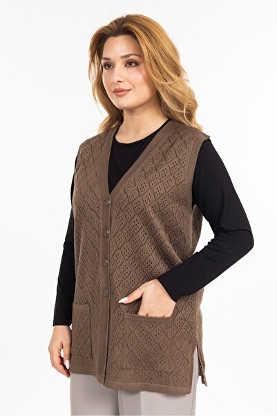 Mutlu City Kadın Orta Yaş ve Üzeri Merserize Cepli Düğmeli Rolax Anne Yelek 750