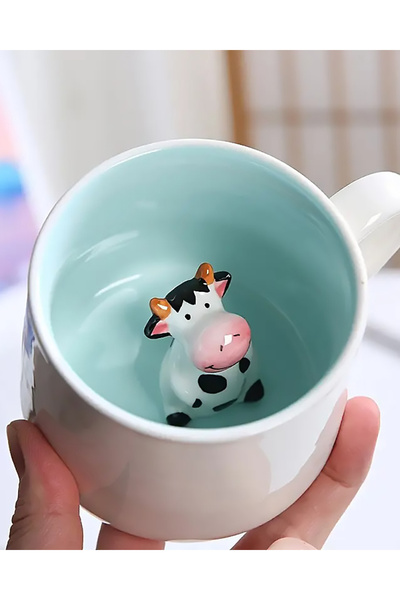 MUKKO HOME 3D Porcelain Mug – with Cute Cow Figure, 350 Ml, Fun and Stylish Design