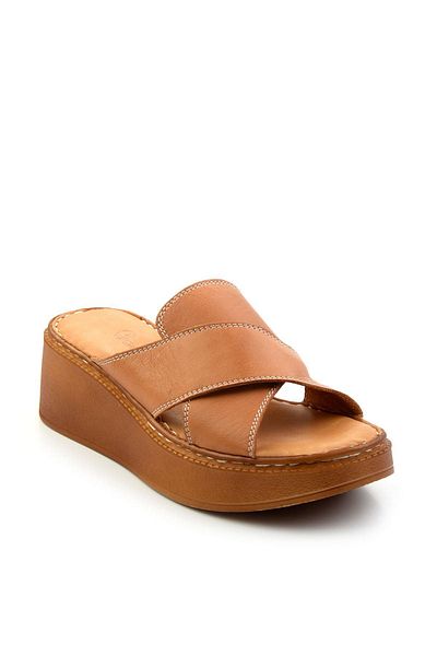 Bambi Дамски кожени чехли Taba K04331126303