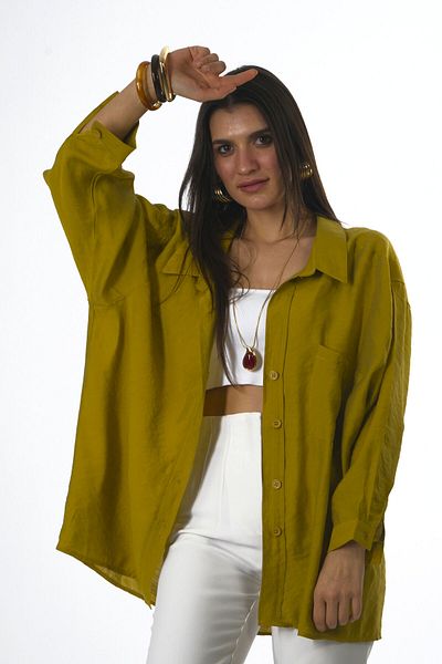 ABBRA Women's Off-Shoulder Modal Oversize Shirt