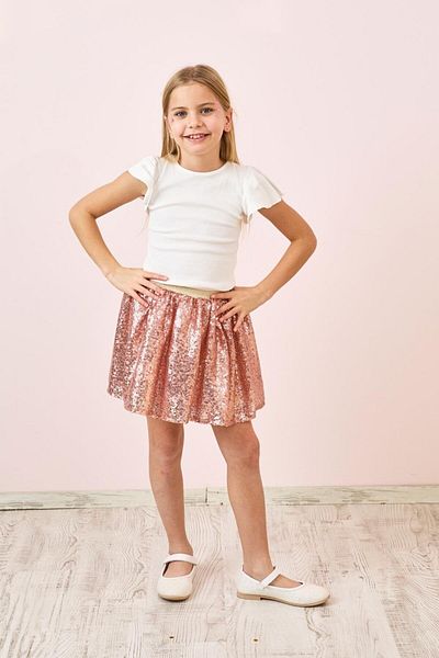 Le Mabelle Rose Sequined Girl's Skirt - Gracie