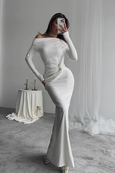 Neşeli Butik rochie maxi lungă cu detaliu de legare pentru femei NBDF0213