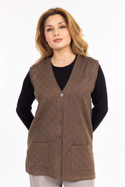 Mutlu City Women's Middle-Aged and Above Mercerized Pocket Buttoned Rolax Mother Vest 750