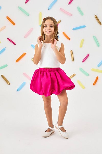 Le Mabelle Fuchsia Girl's Balloon Skirt - Anna