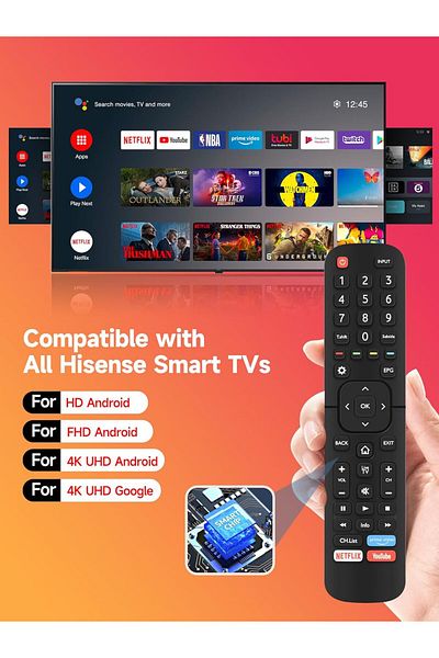 AWH Universal Remote for Hisense 4K UHD TVs, Compatible with Multiple Models