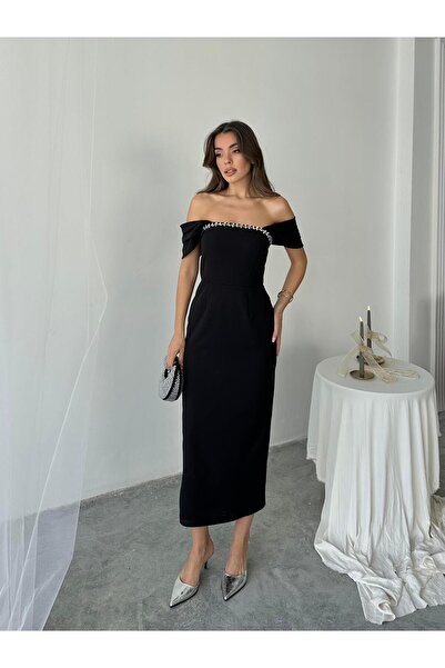 conconmoda Elenor Uzun Atlas Elbise