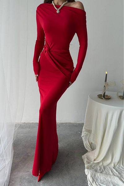 Neşeli Butik Women Ornament Bind Detailed Maxi Long Dress Nbdf0213