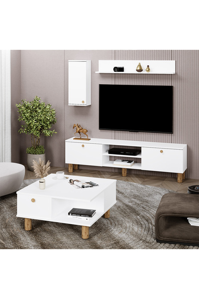 Kalender Dekor Şule Tv Ünitesi, Selin Orta Sehpa Bohem Ayaklı 2'li Takım