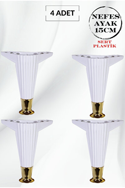 ALPAKS Nefes Plastik Ayak Beyaz Plastik (GOLD) 15cm Altın Mobilya Baza Ayak 4...