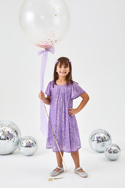 Le Mabelle Lilac Sequined Girl's Dress-Siri