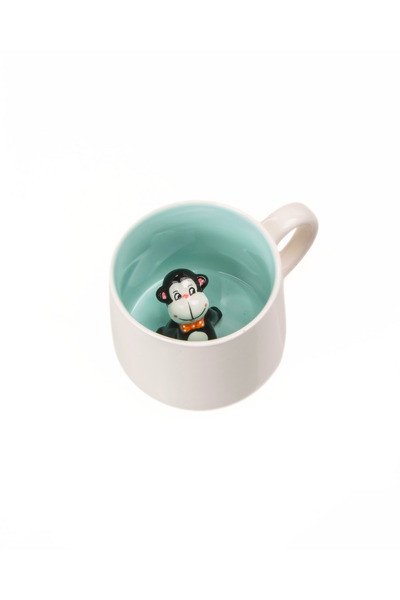 MUKKO HOME 3D Porcelain Mug – with Cute Monkey Figure, 350 Ml, Fun and Stylish Design