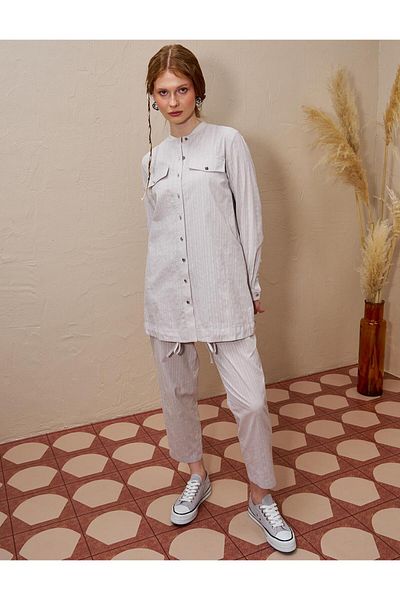 KYR Gray Cover Pocket Cotton Double Suit