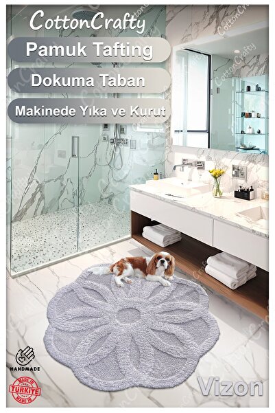 Cotton Crafty Βαμβακερό Χαλάκι Μπάνιου και Πατάκι Μπάνιου Lotus Mink - 100x100cm