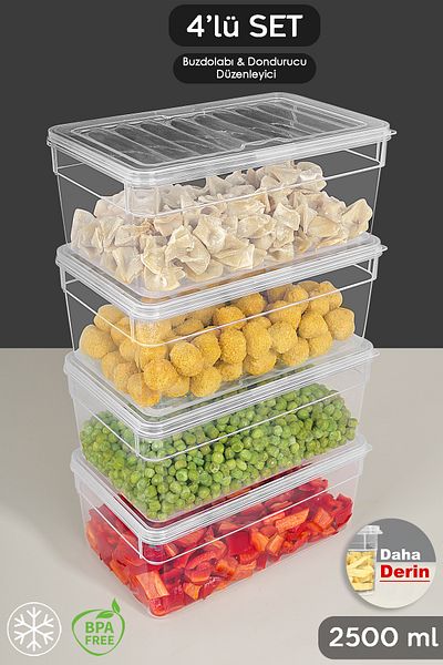 Meleni Home 4-Piece Deep Microsava Compatible Food Storage Set - 2500ml Transparent Lid and Organizer