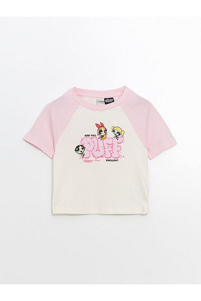 LC Waikiki Lcw Crew Neck Powerpuff Girls Printed Girls Crop T-Shirt