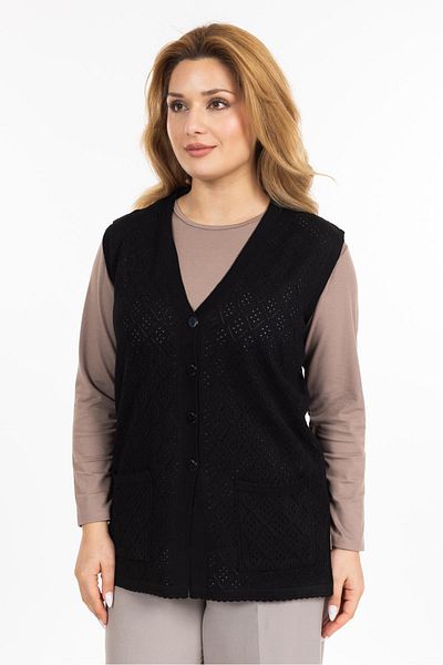 Mutlu City Women's Middle-Aged and Above Mercerized Pocket Buttoned Rolax Mother Vest 750