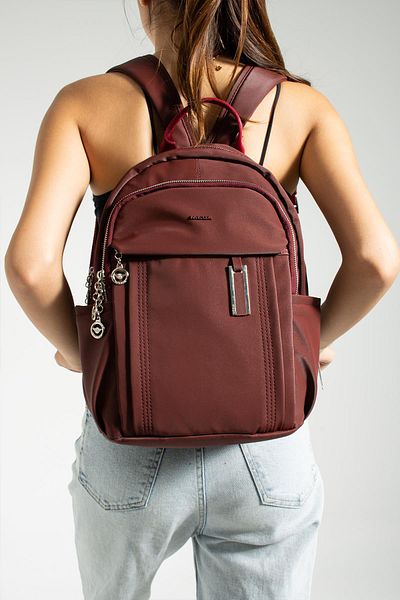 KunduraHane MEGA Women's Satin Fabric Medium Size Multi-Compartment Lined Side Pocket LAPTOP Compartment Backpack