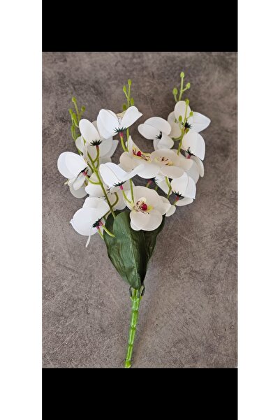 YASİMA 45 cm Yapay Islak Orkide Dekorasyon Beyaz Orkide Demeti