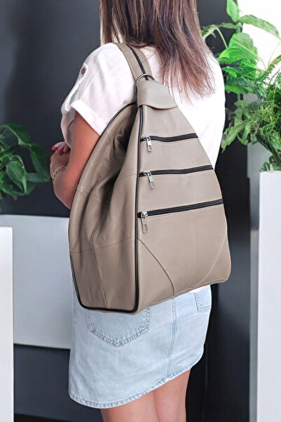 Lederax Genuine Leather Multi-Compartment Backpack and Shoulder Bag - Ld52