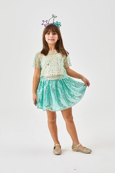 Le Mabelle Mint Sequined Girl's Skirt - Gracie