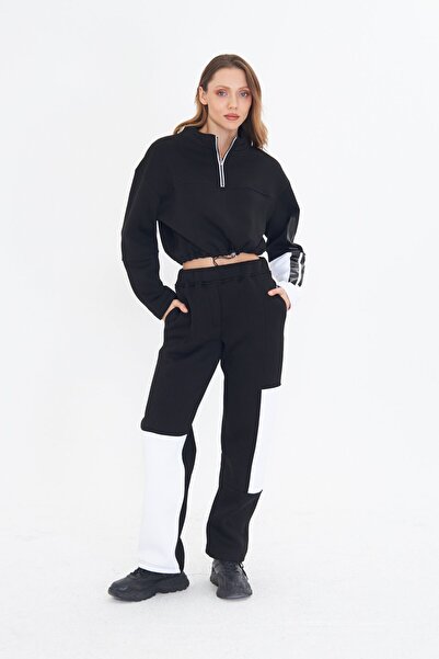 LAMANTE PARÇALI SİYAH PANTOLON