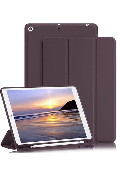 AWH حافظة iPad من الجيل التاسع/الثامن/السابع (2021/2020/2019)، مقاس 10.2 بوصة مع حامل قلم رصاص، غطاء TPU رفيع.