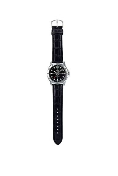 Casio Casio Men's Analog-Digital Leather Strap Watch MTP-VD01L-1EVUDF - 45 mm - Black