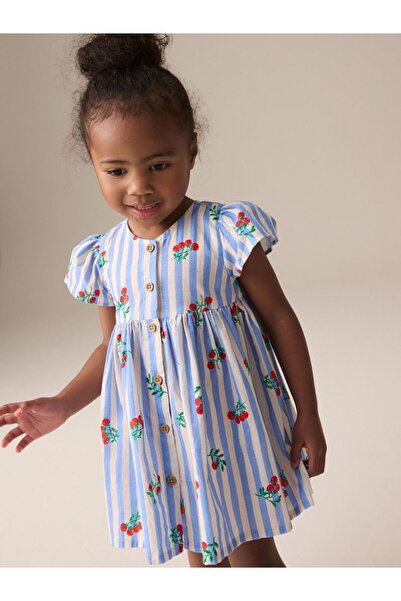 Next Baby Rochie din bumbac cu mânecă scurtă, cu imprimeu cu roșii albastre