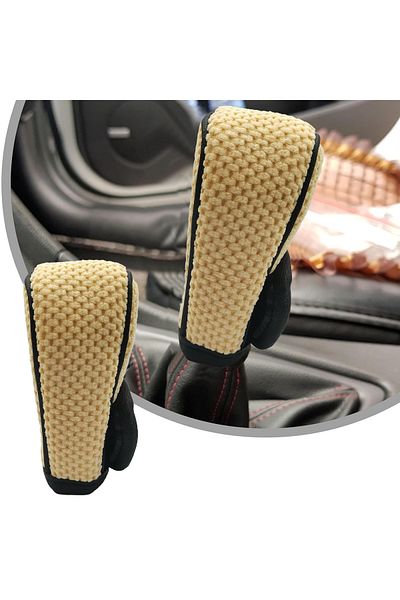 Spider Car Gear Shift Knob Cover - Soft Fabric & Leather, Easy Installation, Beige (Large)