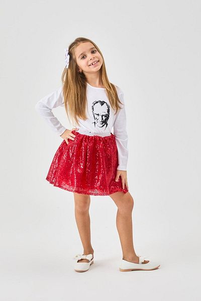 Le Mabelle Red Sequined Girl's Skirt - Gracie
