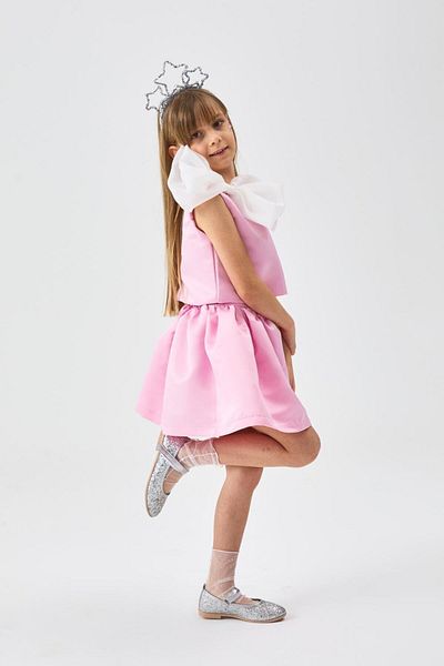 Le Mabelle Pink Organza Bow Girl's Double Suit - Gale