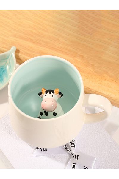 MUKKO HOME 3D Porcelain Mug – with Cute Cow Figure, 350 Ml, Fun and Stylish Design