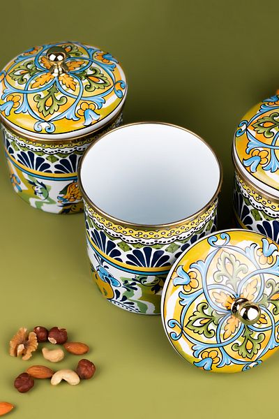 EMAYlab Selge 3-Piece Decorative Enamel Vase and Jar Set - Multi-Purpose