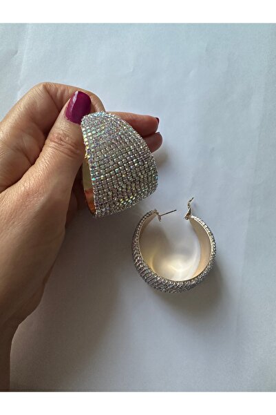 Amor Center أقراط كبيرة الحجم من حجر الزركون، أقراط أنيقة لحفلات الزفاف - مجم...