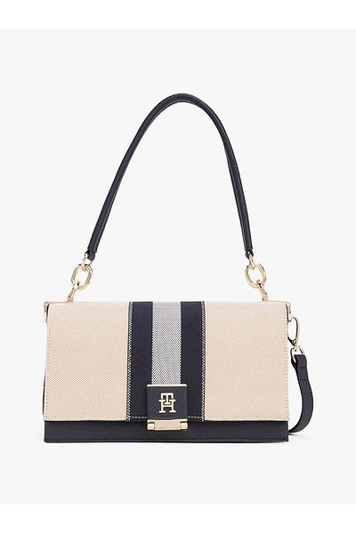 Tommy Hilfiger Dámská plátěná taška přes rameno v tmavě modré barvě s kovovou přezkou a přihrádkou na zip
