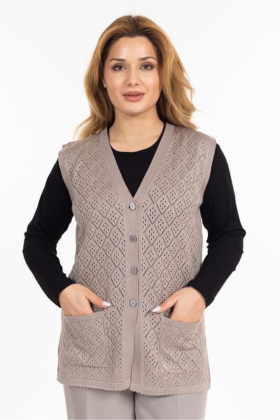 Mutlu City Women's Middle-Aged and Above Mercerized Pocket Buttoned Rolax Mother Vest 750