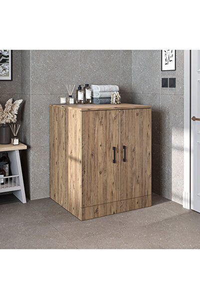 ROOMART Çamaşır-Kurutma Makinesi Alt Dolabı Kapaklı Banyo Alt Dolap
